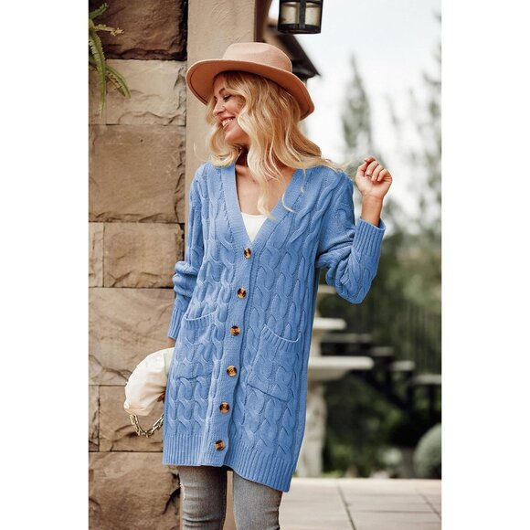 Chunky Open Front Cardigan with Pockets - Perfect for Women’s Fall/Winter Looks - Picture 5 of 6